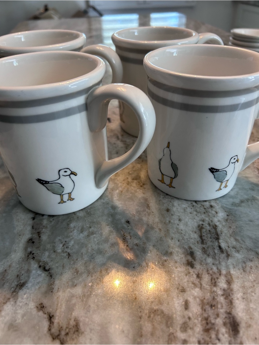White Ceramic Coffee Mugs - Set of 4